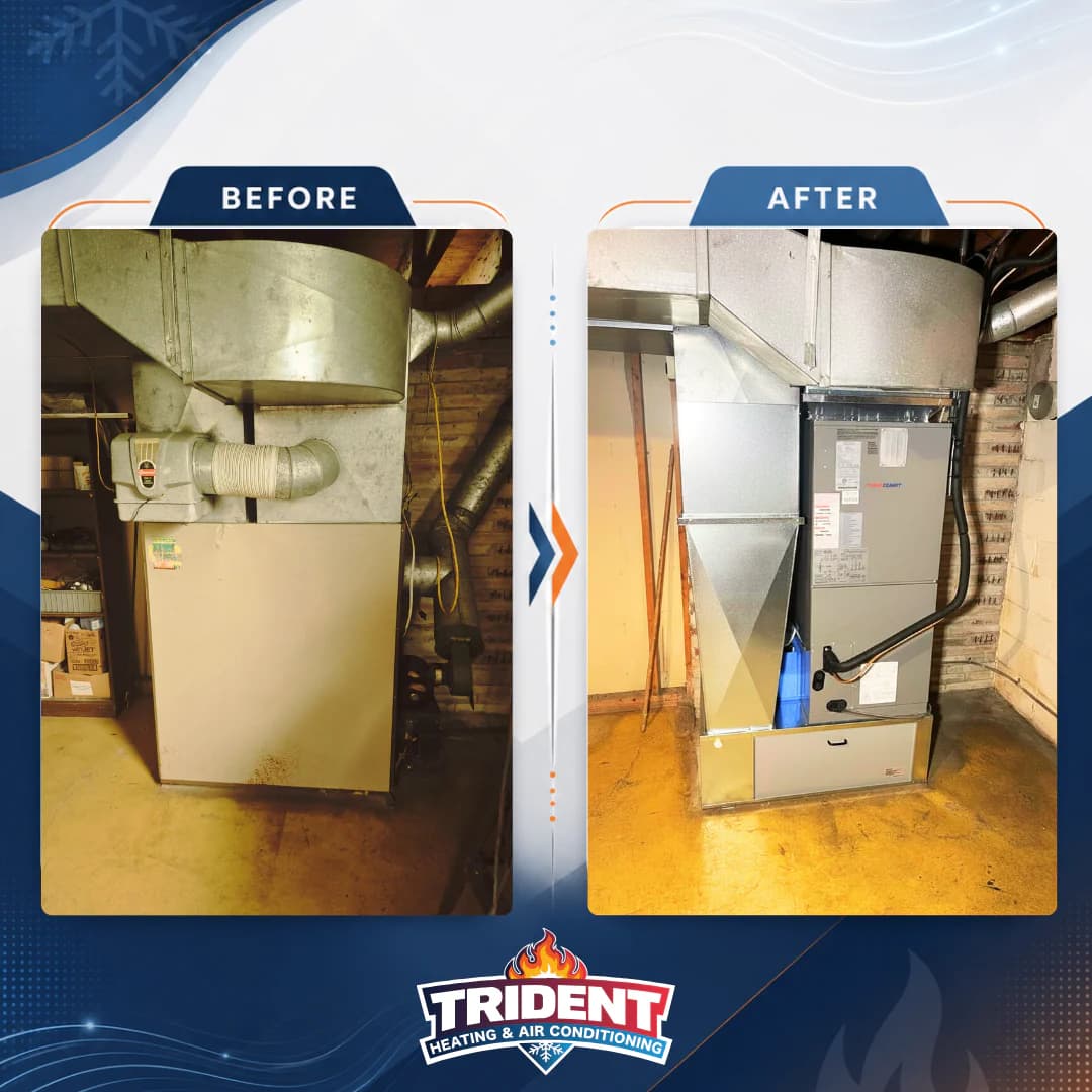 Before and after: high-efficiency furnace replacement in Doon South, Kitchener by Trident HVAC