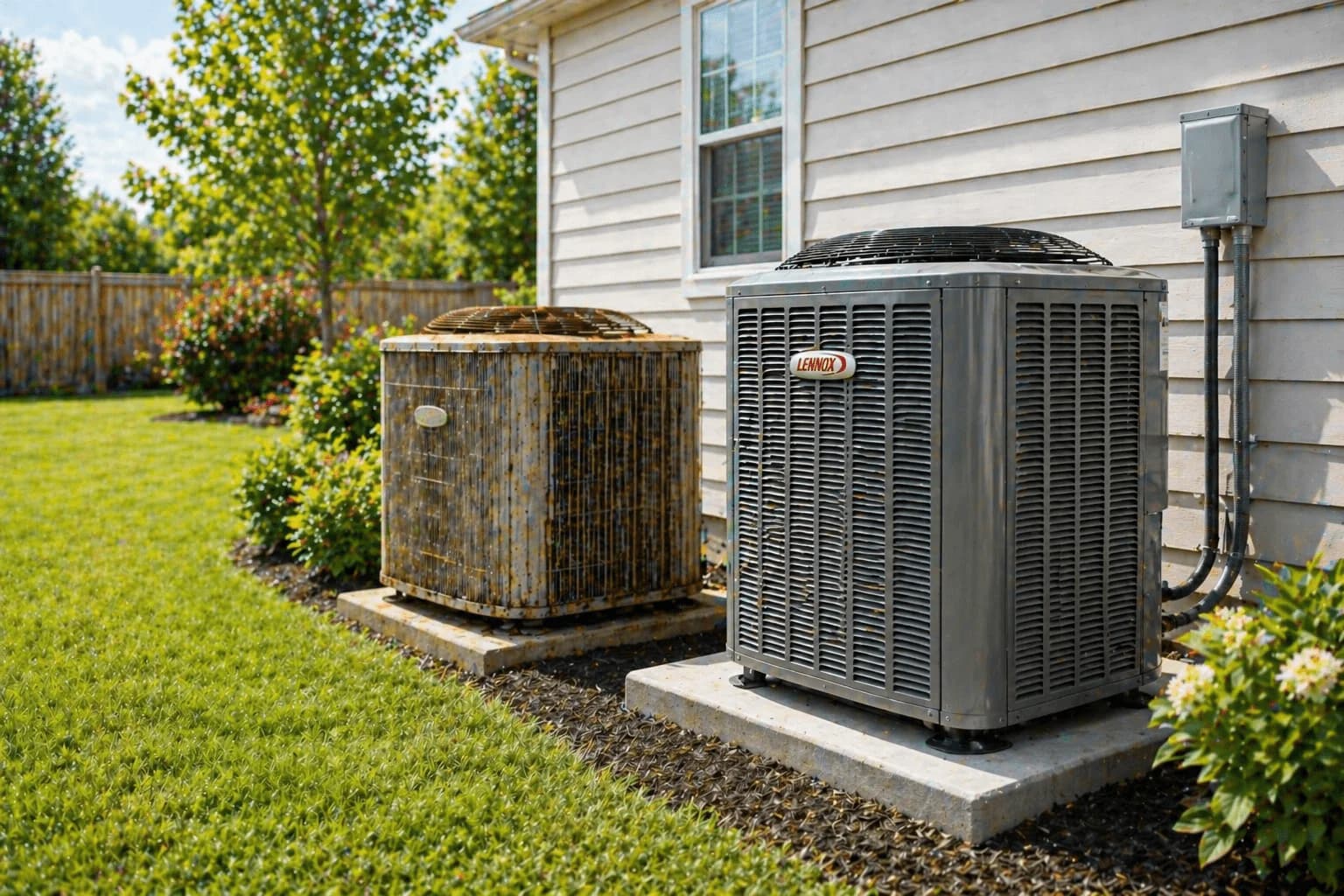 Trident HVAC technician installing a new central air conditioner at a Kitchener-area home