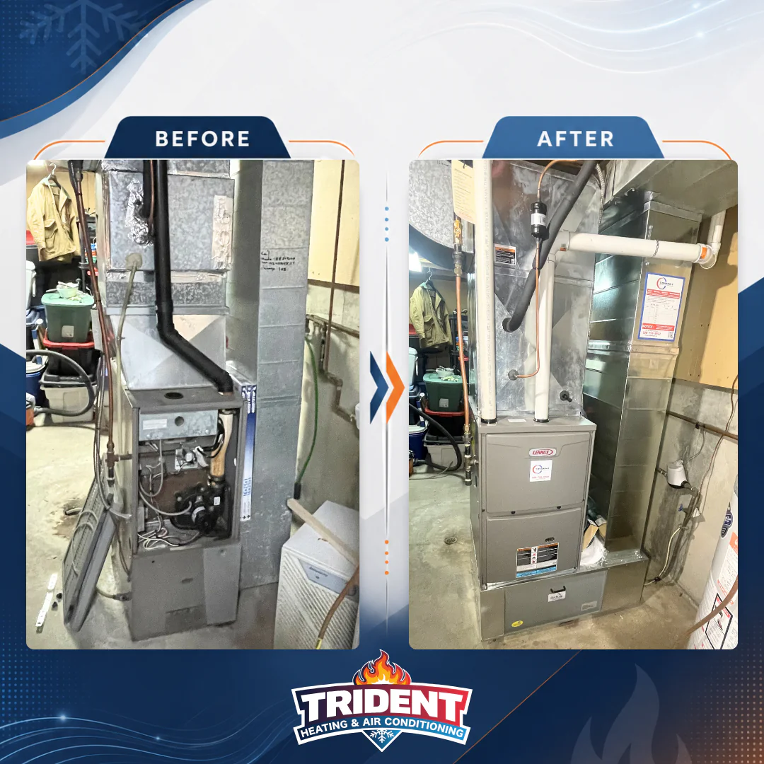 Furnace & Air Conditioning System Install - before and after, Hespeler