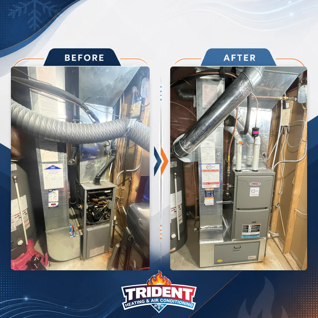 Before and after: Furnace and AC Installation in Preston, Cambridge